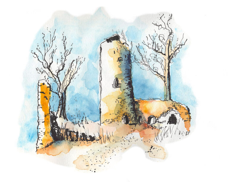 castle ruin schauenforst sketch