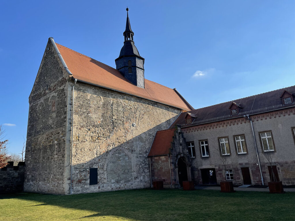 Schloss Goseck showing the benedictine church remains on the left and the renaissance palace on the right
