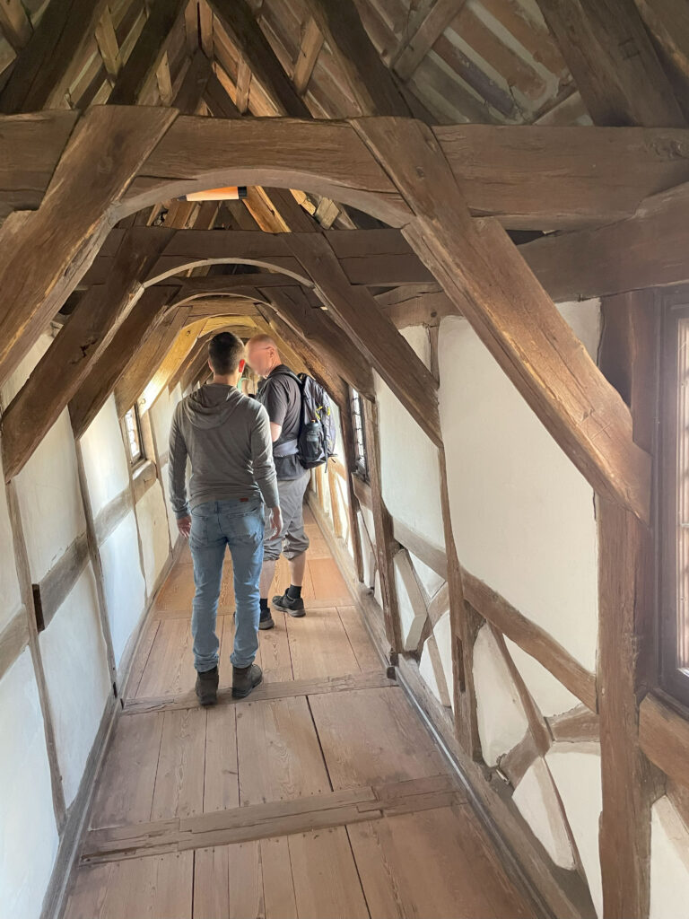 half-timbered walkway along the wall to the Luther wing of the Wartburg castle.