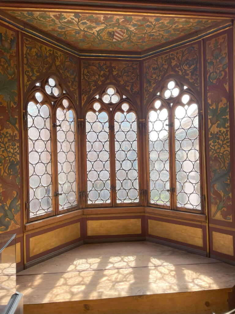 Large rondel glass windows in the Luther wing of the Wartburg castle