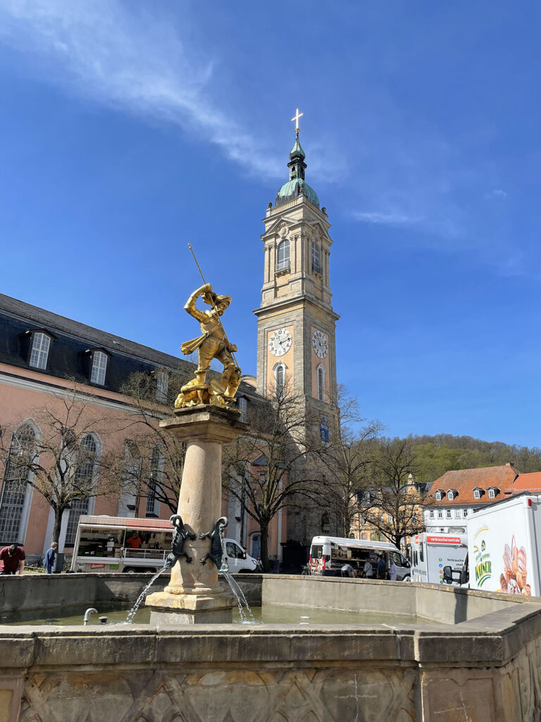 St. George's fountain and St. George's church, Eisenach, Germany
